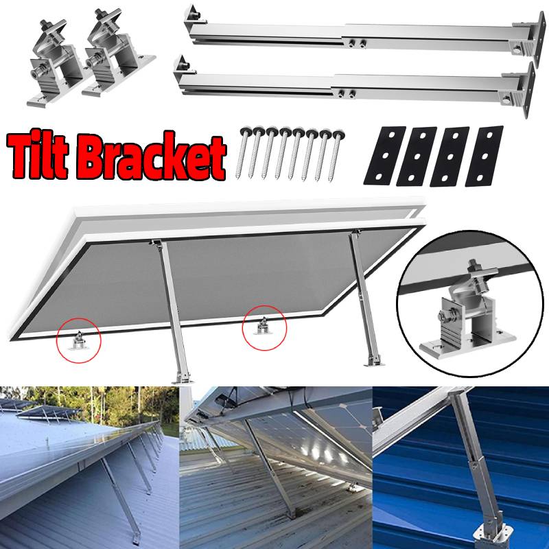 Flat Panel Mount Tilt - ขายึดแผงโซลาร์เซลล์แบบปรับได้ ชุดยึดแผงอลูมิเนียมอัลลอยด์แบบพับได้ ชุดยึดแผงแบบหนีบปลาย 15-30 องศา