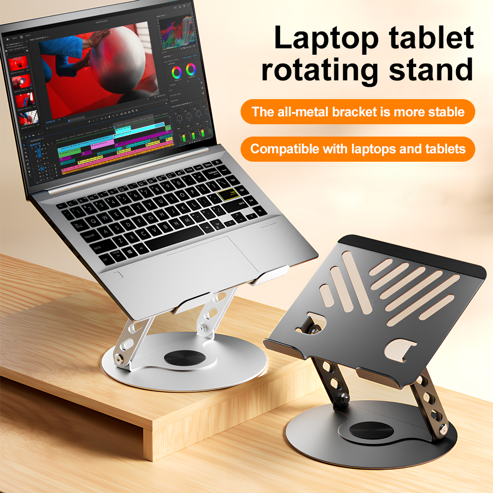 Flat Panel Mount Tilt - ขาตั้งแล็ปท็อปโลหะหมุนได้ 360 องศา ปรับระดับได้ ใช้ได้กับโน้ตบุ๊กและแท็บเล็ต ปรับมุมได้หลายระดับ