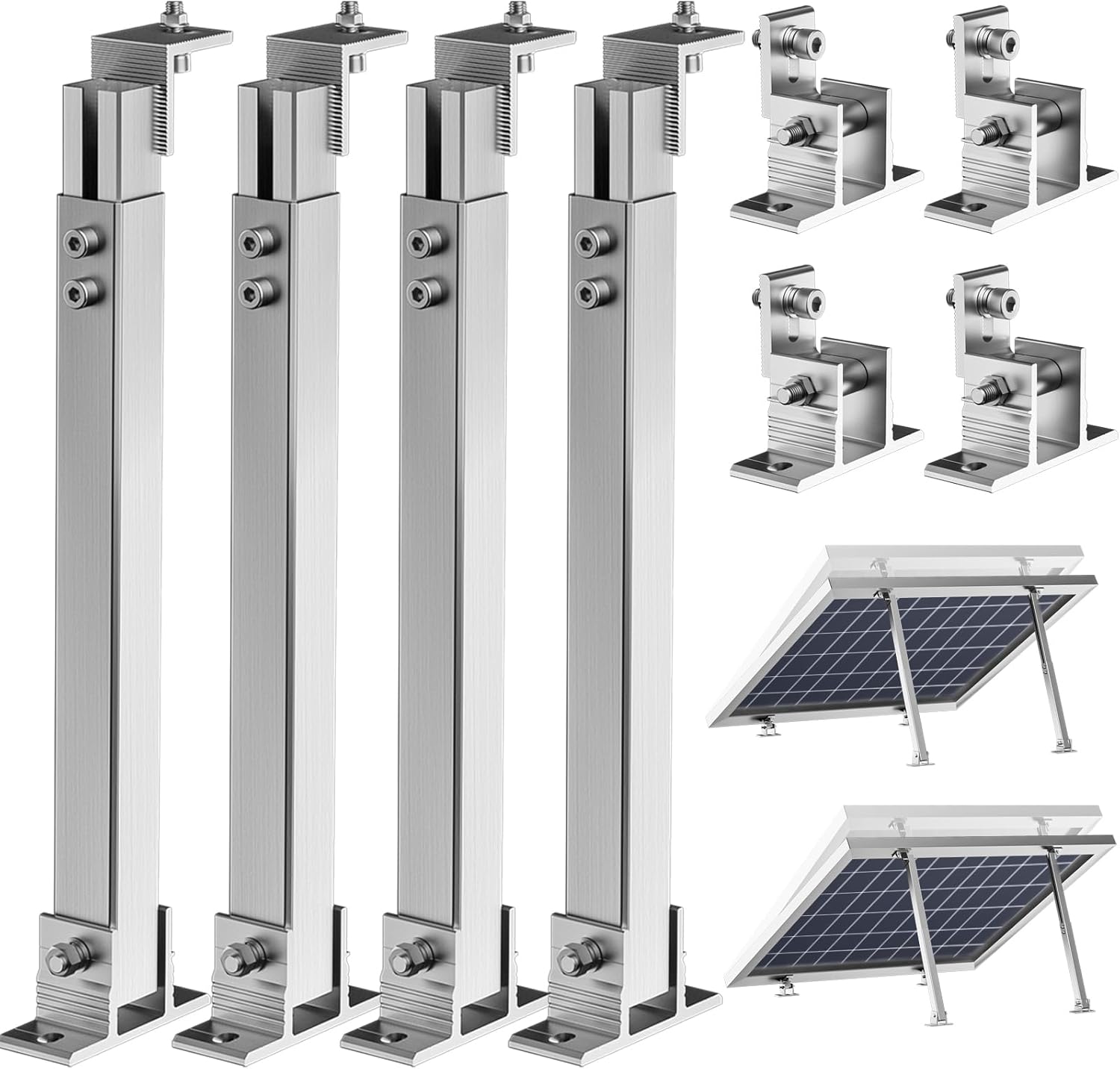 Flat Panel Mount Tilt - 2 ชุดปรับแผงพลังงานแสงอาทิตย์เอียง Mount วงเล็บอลูมิเนียมระบบยึดสําหรับ 50-400W แผงสําหรับหลังคา/เรือ/พื้นผิวแบน