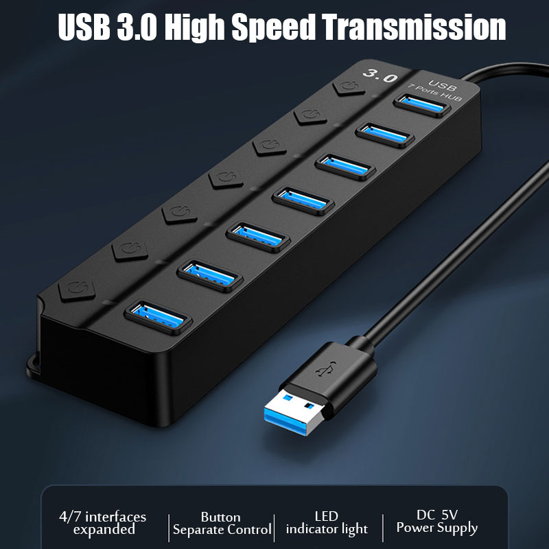 ฮับ USB 3.0 7 in 1 ตัวแยก USB  - Multi Port Usb Hub บทวิจารณ์และราคา