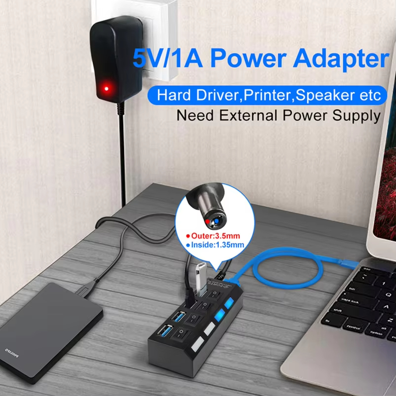 ฮับ USB ความเร็วสูง 4 พอร์ต 4× - Multi Port Usb Hub บทวิจารณ์และราคา