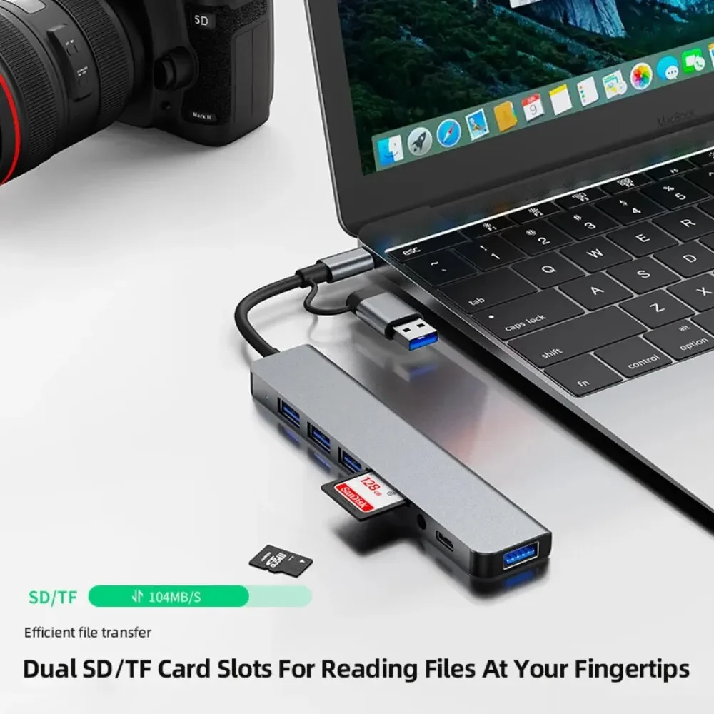 8 In 2 USB-C Hub 3.0 SD/TF Car - Multi Port Usb Hub บทวิจารณ์และราคา
